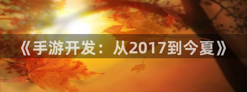 pc28大神苹果下载网址:《手游开发:从2017到今夏》